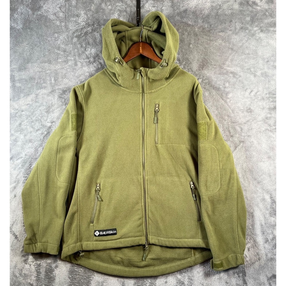 Baerskin V1 Tactical Fleece Hoodie Mens XL Green Full Zip Pockets Outdoors